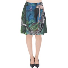 Wonderful Mermaid In The Deep Ocean Velvet High Waist Skirt by FantasyWorld7