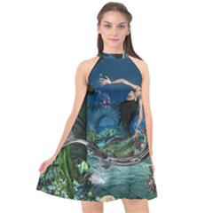 Wonderful Mermaid In The Deep Ocean Halter Neckline Chiffon Dress  by FantasyWorld7