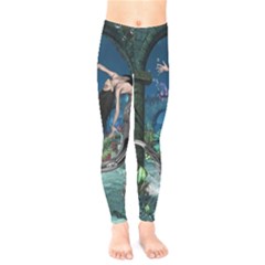 Wonderful Mermaid In The Deep Ocean Kids  Legging by FantasyWorld7