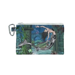 Wonderful Mermaid In The Deep Ocean Canvas Cosmetic Bag (small) by FantasyWorld7