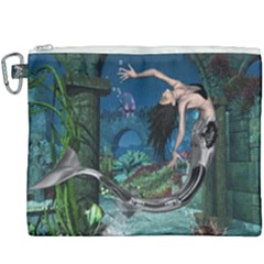 Wonderful Mermaid In The Deep Ocean Canvas Cosmetic Bag (xxxl) by FantasyWorld7