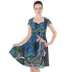 Wonderful Mermaid In The Deep Ocean Cap Sleeve Midi Dress by FantasyWorld7