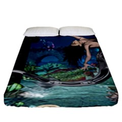 Wonderful Mermaid In The Deep Ocean Fitted Sheet (king Size) by FantasyWorld7