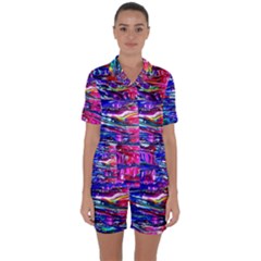 Paint Splatter - Rainbow Satin Short Sleeve Pyjamas Set by WensdaiAmbrose