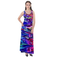 Paint Splatter - Rainbow Sleeveless Velour Maxi Dress by WensdaiAmbrose