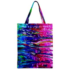 Paint Splatter - Rainbow Zipper Classic Tote Bag by WensdaiAmbrose