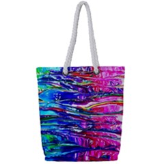 Paint Splatter - Rainbow Full Print Rope Handle Tote (small) by WensdaiAmbrose