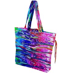 Paint Splatter - Rainbow Drawstring Tote Bag by WensdaiAmbrose