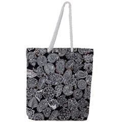 Black & White Paisley Full Print Rope Handle Tote (large) by WensdaiAmbrose