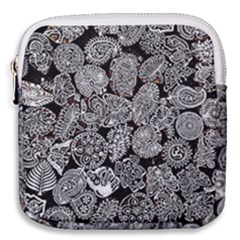 Black & White Paisley Mini Square Pouch by WensdaiAmbrose