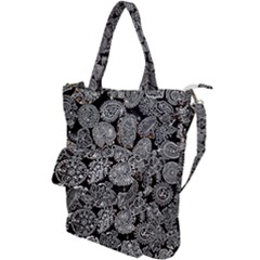 Black & White Paisley Shoulder Tote Bag by WensdaiAmbrose