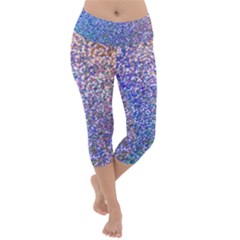 Pastel Rainbow Shimmer - Eco- Glitter Lightweight Velour Capri Yoga Leggings by WensdaiAmbrose