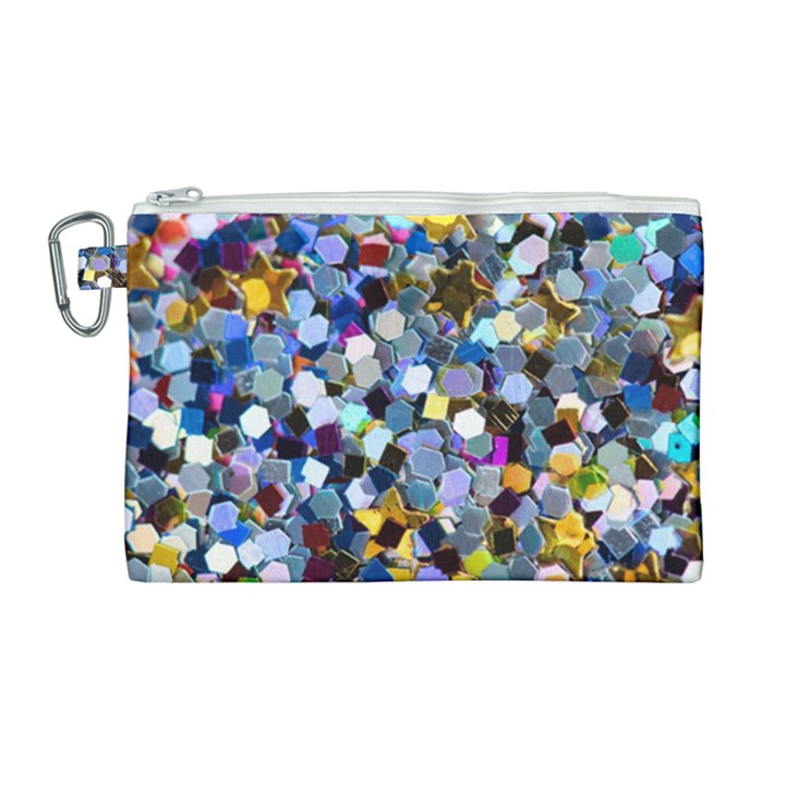 New Years Shimmer - Eco -Glitter Canvas Cosmetic Bag (Large)