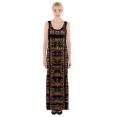 Surrounded By  Ornate  Loved Candle Lights In Starshine Maxi Thigh Split Dress by pepitasart