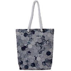 Grayscale Tiles Full Print Rope Handle Tote (small) by WensdaiAmbrose