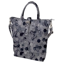 Grayscale Tiles Buckle Top Tote Bag by WensdaiAmbrose