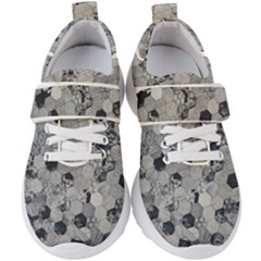 Grayscale Tiles Kids  Velcro Strap Shoes