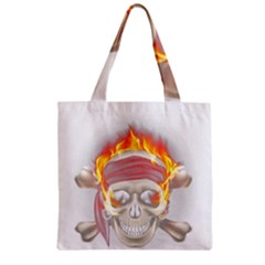 Fire Red Skull Zipper Grocery Tote Bag by Mariart