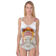 Fire Red Skull Princess Tank Leotard  by Mariart