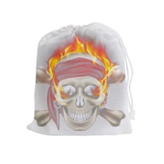 Fire Red Skull Drawstring Pouch (xl) by Mariart