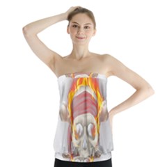 Fire Red Skull Strapless Top by Mariart