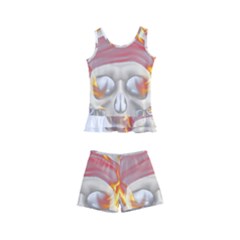 Fire Red Skull Kids  Boyleg Swimsuit