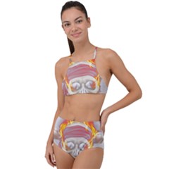 Fire Red Skull High Waist Tankini Set