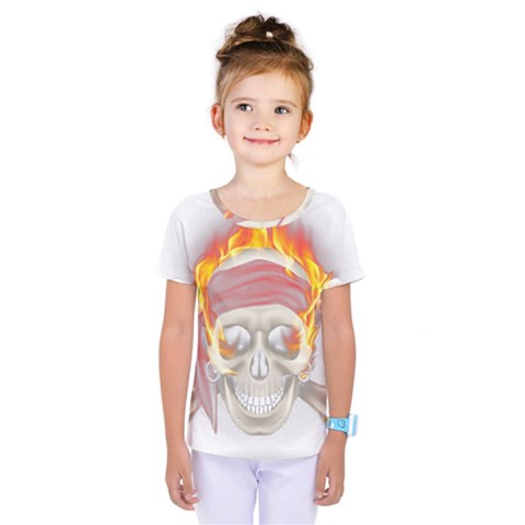 Fire Red Skull Kids  One Piece Tee by Mariart