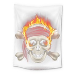 Fire Red Skull Medium Tapestry