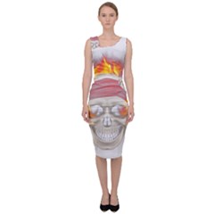 Fire Red Skull Sleeveless Pencil Dress