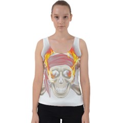 Fire Red Skull Velvet Tank Top