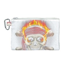 Fire Red Skull Canvas Cosmetic Bag (medium) by Mariart