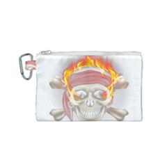 Fire Red Skull Canvas Cosmetic Bag (small)