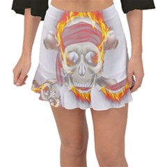 Fire Red Skull Fishtail Mini Chiffon Skirt