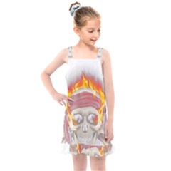 Fire Red Skull Kids  Overall Dress