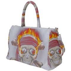 Fire Red Skull Duffel Travel Bag by Mariart