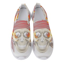 Fire Red Skull Women s Slip On Sneakers