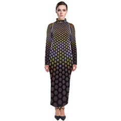 Fractal Hexagon Geometry Hexagonal Turtleneck Maxi Dress