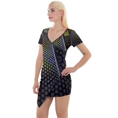 Fractal Hexagon Geometry Hexagonal Short Sleeve Asymmetric Mini Dress by Mariart