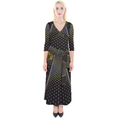 Fractal Hexagon Geometry Hexagonal Quarter Sleeve Wrap Maxi Dress by Mariart