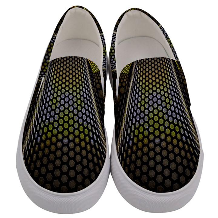 Fractal Hexagon Geometry Hexagonal Men s Canvas Slip Ons