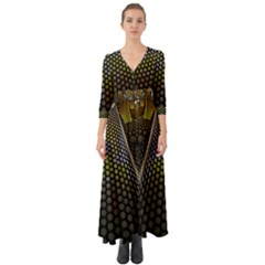 Fractal Hexagon Geometry Hexagonal Button Up Boho Maxi Dress by Mariart