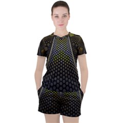 Fractal Hexagon Geometry Hexagonal Women s Tee And Shorts Set