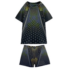 Fractal Hexagon Geometry Hexagonal Kids  Swim Tee And Shorts Set