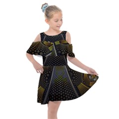 Fractal Hexagon Geometry Hexagonal Kids  Shoulder Cutout Chiffon Dress