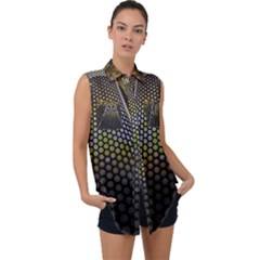 Fractal Hexagon Geometry Hexagonal Sleeveless Chiffon Button Shirt