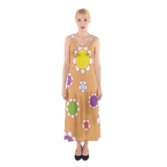 Floral Flowers Retro Sleeveless Maxi Dress by Mariart