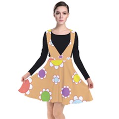 Floral Flowers Retro Plunge Pinafore Dress