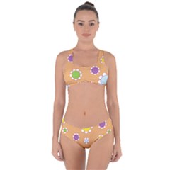 Floral Flowers Retro Criss Cross Bikini Set