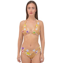 Floral Flowers Retro Double Strap Halter Bikini Set